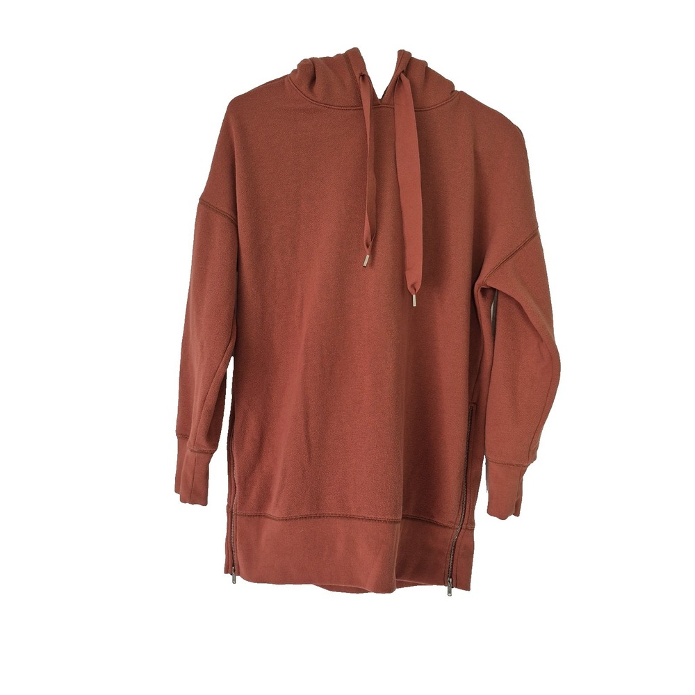 aerie Hoodie Women XS Rust Long Sleeve Oversized Side Zip Pullover Casual Preppy